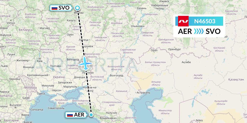 N46503 Nordwind Airlines Flight Map: Sochi to Moscow