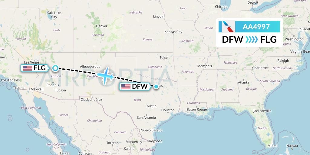 AA4997 American Airlines Flight Map: Dallas to Flagstaff