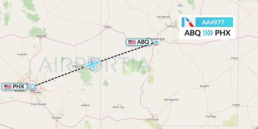 AA4977 American Airlines Flight Map: Albuquerque to Phoenix
