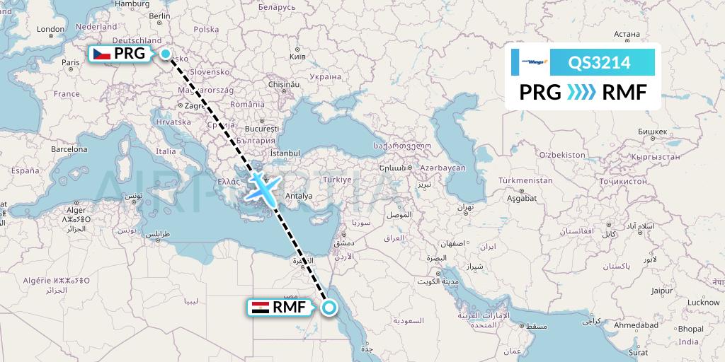QS3214 Smartwings Flight Map: Prague to Marsa Alam