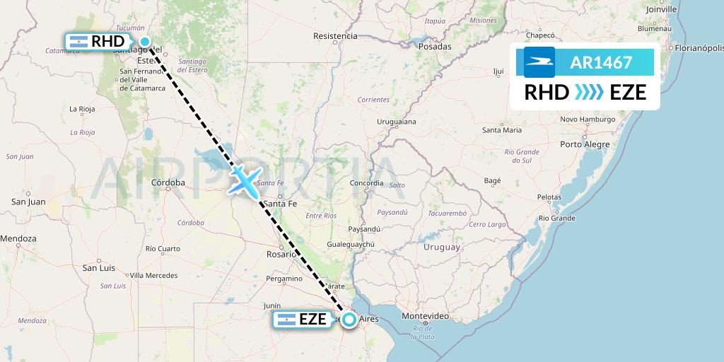 AR1467 Aerolineas Argentinas Flight Map: Termas de Rio Hondo to Buenos Aires
