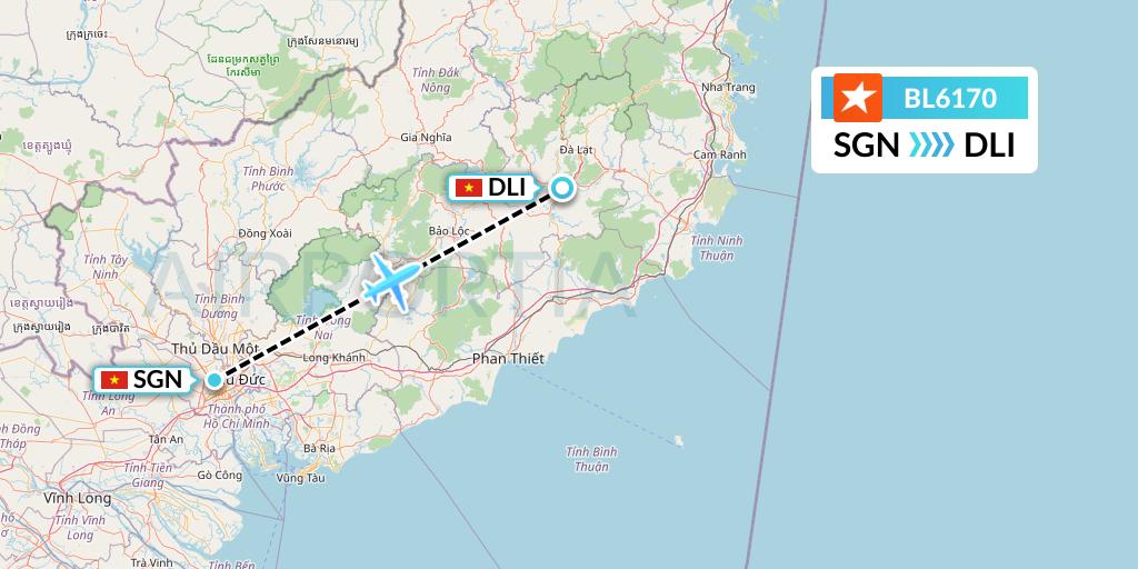 BL6170 Pacific Airlines Flight Map: Ho Chi Minh City to Da Lat