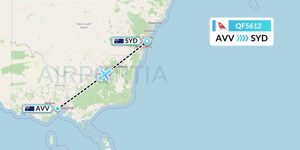 QF5612 Qantas Flight Map: Melbourne to Sydney