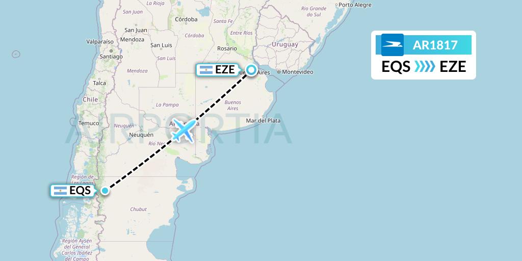 AR1817 Aerolineas Argentinas Flight Map: Esquel to Buenos Aires