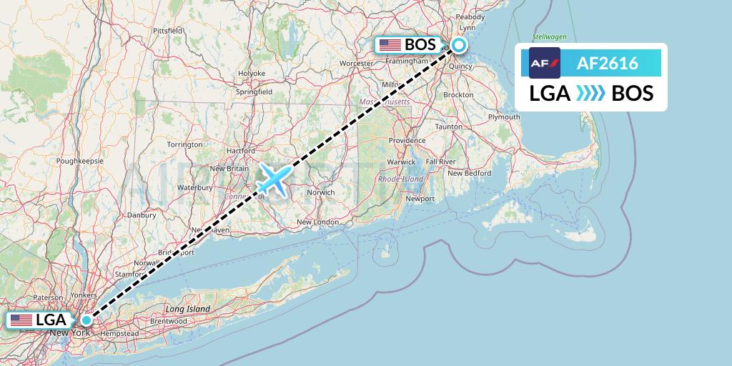 AF2616 Air France Flight Map: New York to Boston