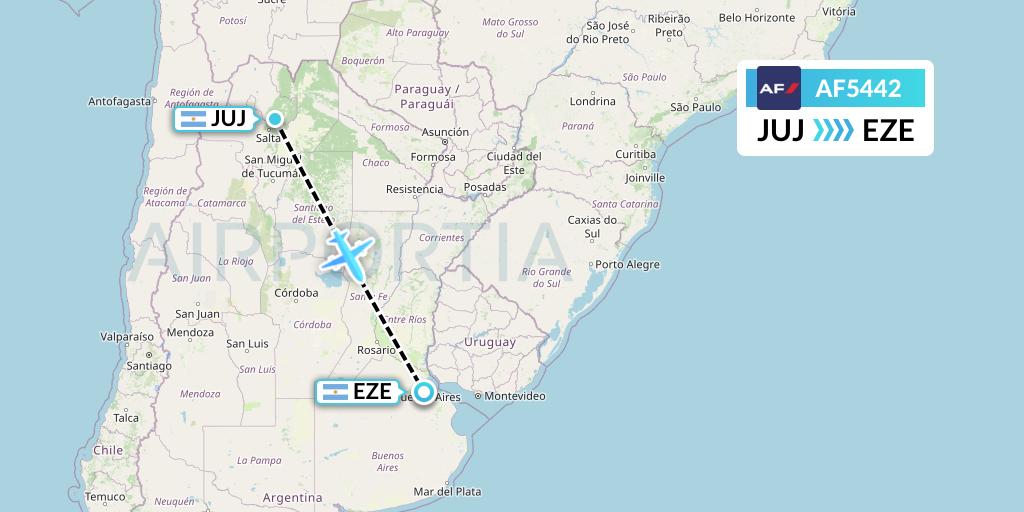 AF5442 Air France Flight Map: Jujuy to Buenos Aires