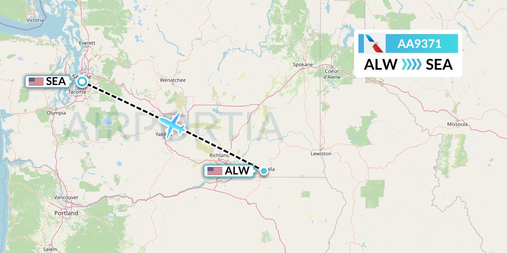 AA9371 American Airlines Flight Map: Walla Walla to Seattle