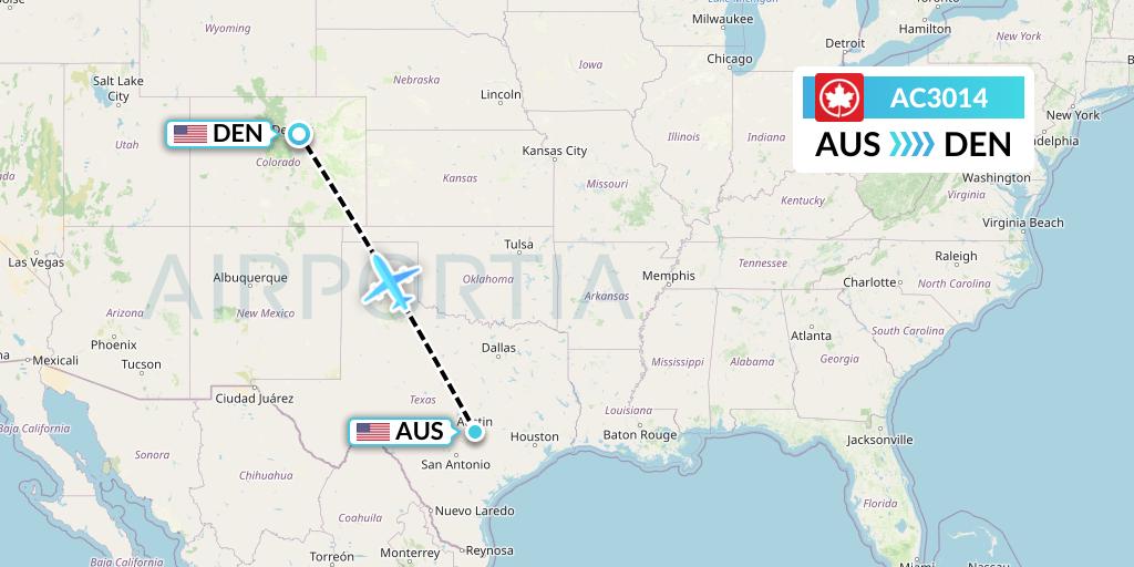 AC3014 Air Canada Flight Map: Austin to Denver