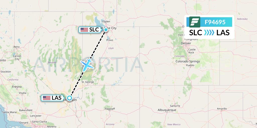 F94695 Frontier Airlines Flight Map: Salt Lake City to Las Vegas