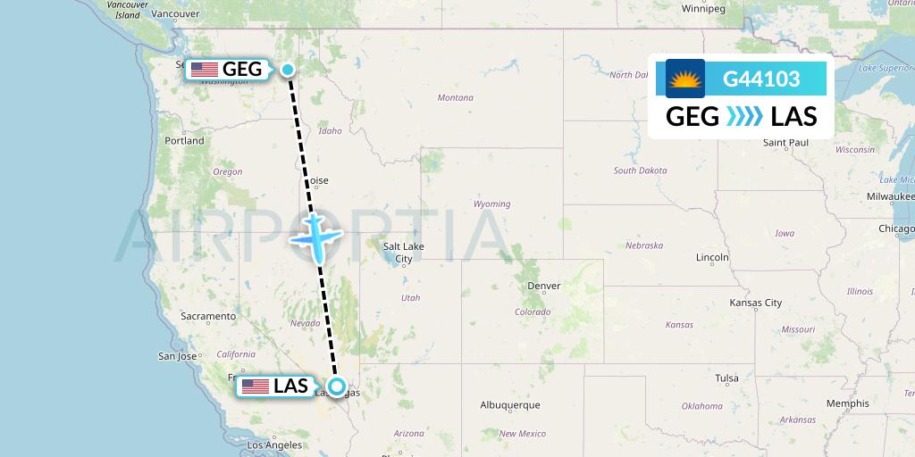 G44103 Allegiant Air Flight Map: Spokane to Las Vegas