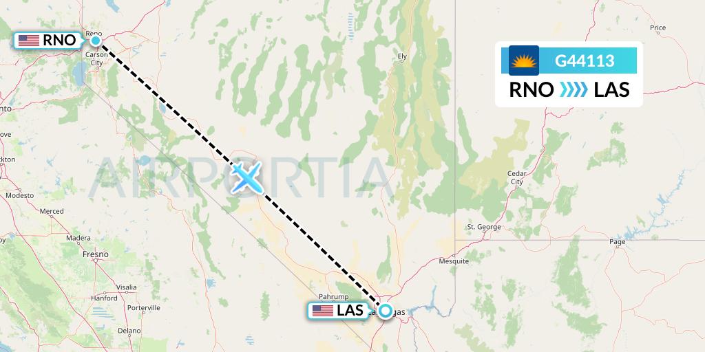 G44113 Allegiant Air Flight Map: Reno to Las Vegas