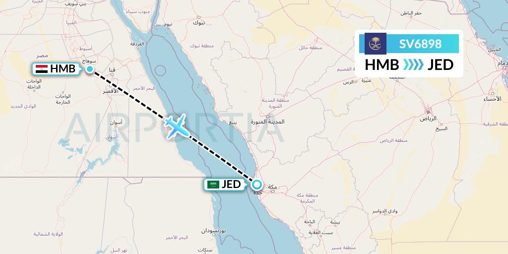 SV6898 Saudi Arabian Airlines Flight Map: Sohag to Jeddah