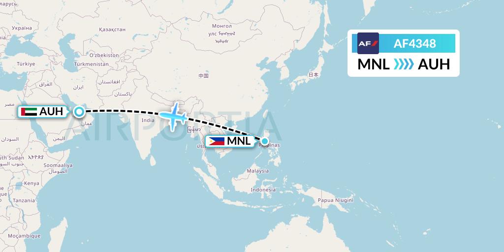AF4348 Air France Flight Map: Manila to Abu Dhabi
