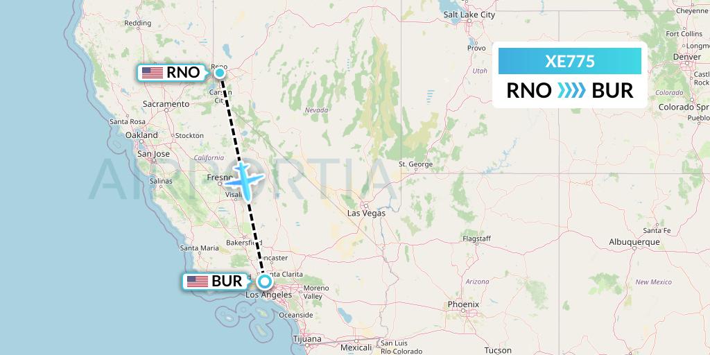 XE775 Jsx Flight Map: Reno to Burbank