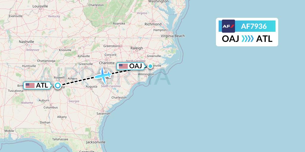 AF7936 Air France Flight Map: Jacksonville to Atlanta