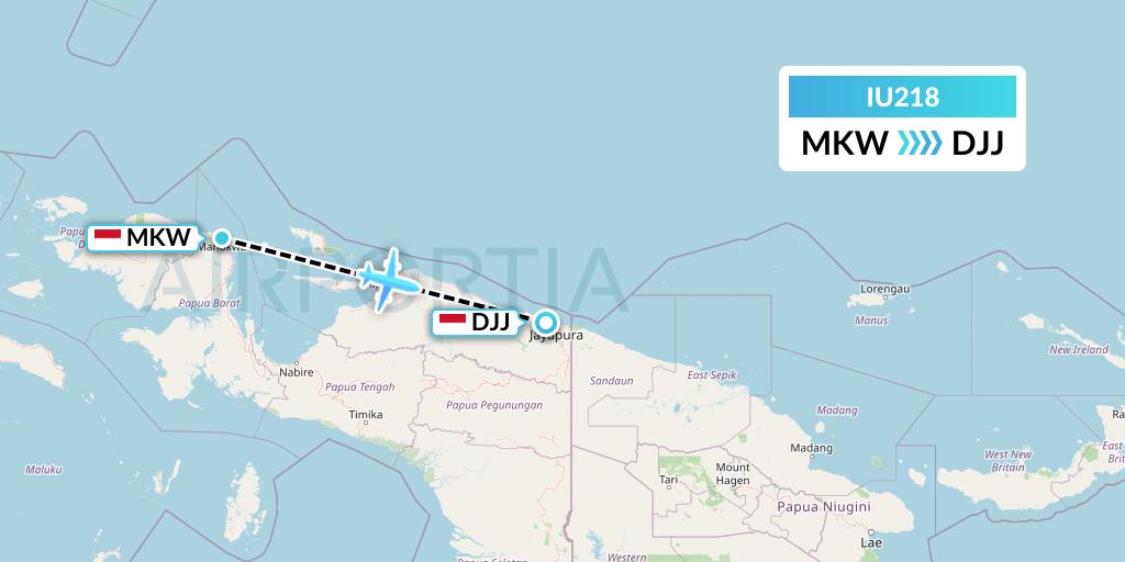 IU218 Pt. Super Air Jet Flight Map: Manokwari to Jayapura