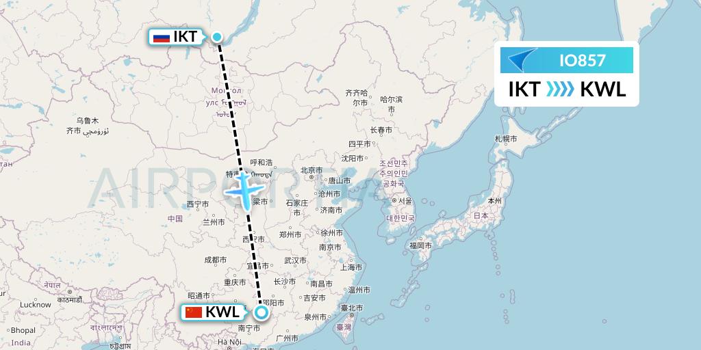 IO857 IrAero Flight Map: Irkutsk to Guilin