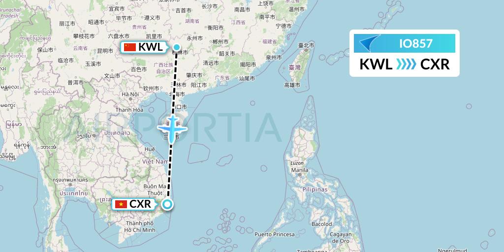 IO857 IrAero Flight Map: Guilin to Nha Trang