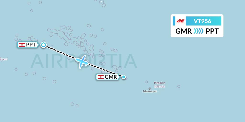 VT956 Air Tahiti Flight Map: Totegegie to Papeete