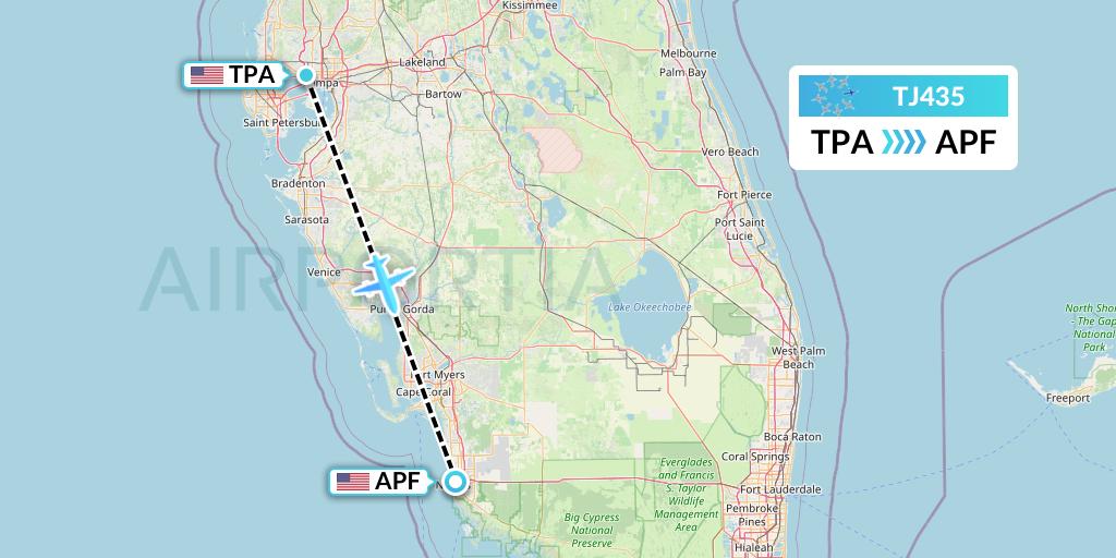 TJ435 Tradewind Aviation Flight Map: Tampa to Naples