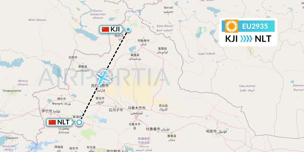 EU2935 Chengdu Airlines Flight Map: Altay to Xinyuan