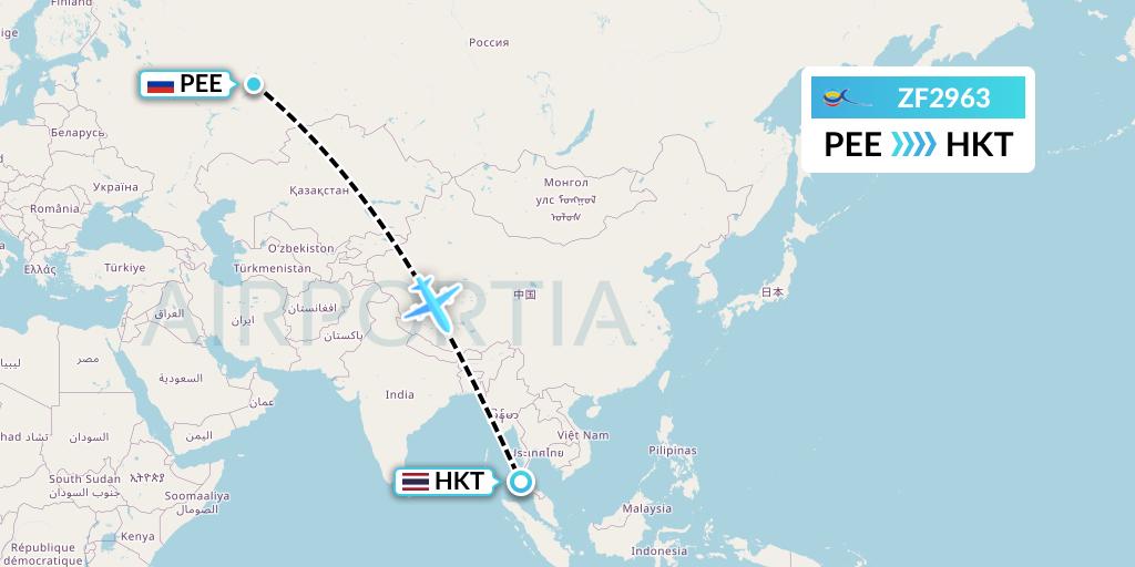 ZF2963 Azur Air Flight Map: Perm to Phuket