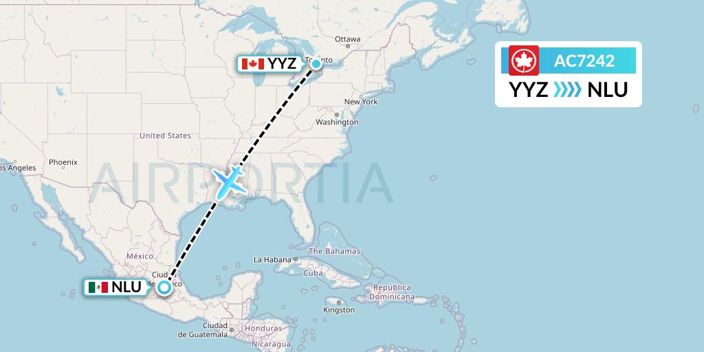AC7242 Air Canada Flight Map: Toronto to Reyes Acozac