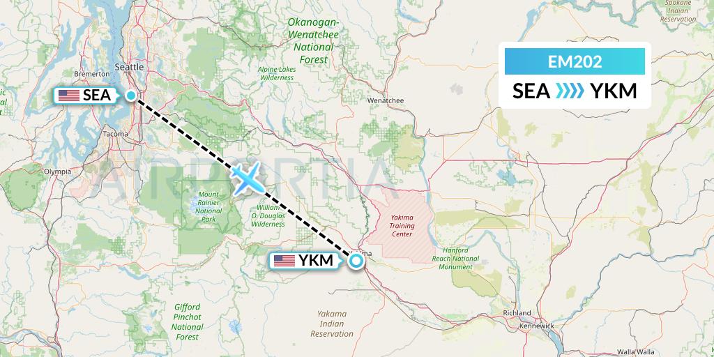 EM202 Empire Airlines Flight Map: Seattle to Yakima