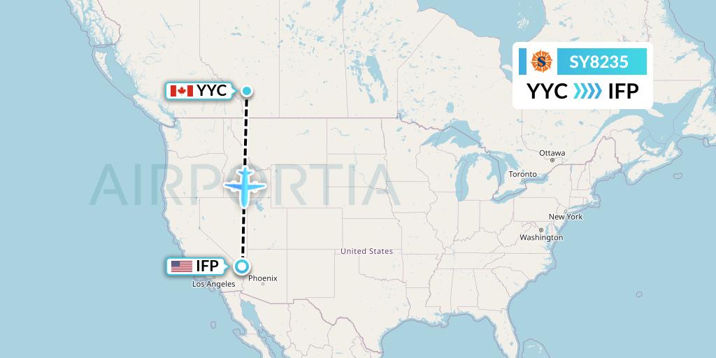 SY8235 Sun Country Airlines Flight Map: Calgary to Bullhead City