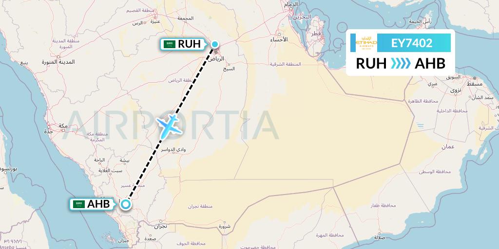 EY7402 Etihad Airways Flight Map: Riyadh to Abha