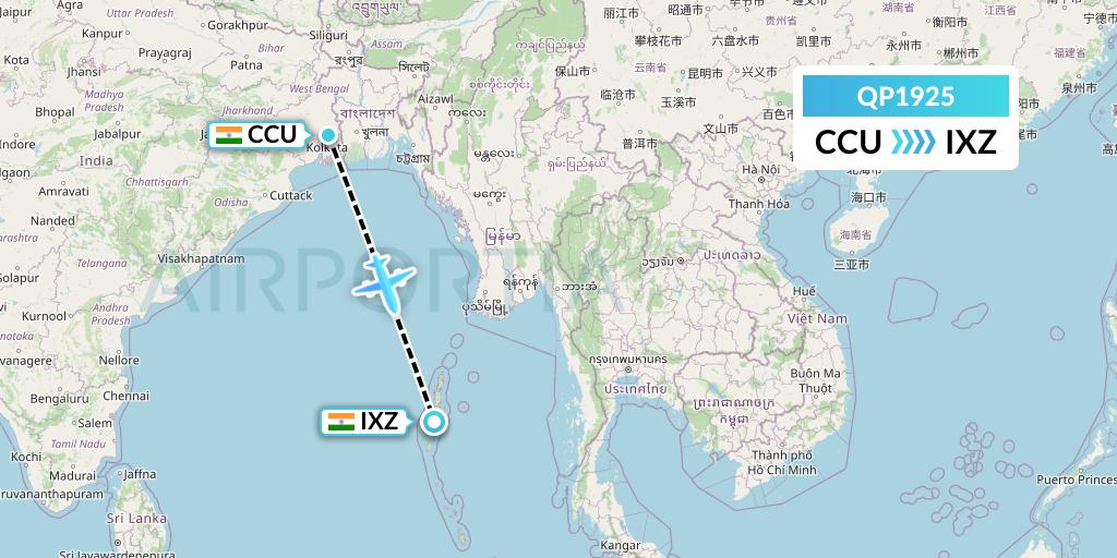 QP1925 Akasa Air Flight Map: Kolkata to Port Blair