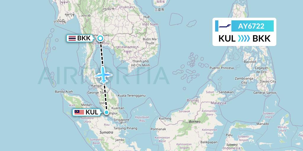 AY6722 Finnair Flight Map: Kuala Lumpur to Bangkok