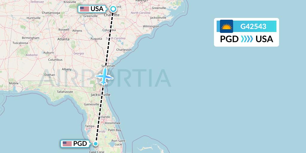 G42543 Allegiant Air Flight Map: Punta Gorda to Concord
