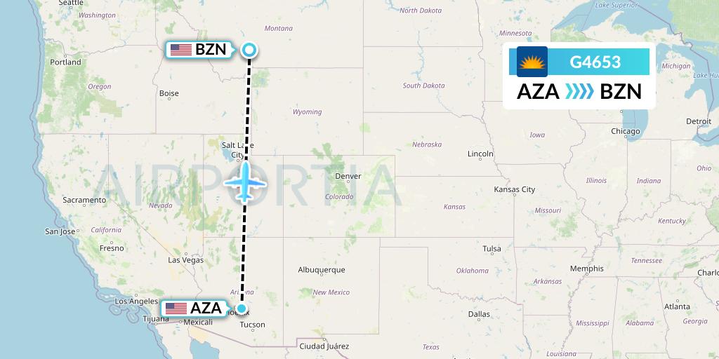 G4653 Allegiant Air Flight Map: Phoenix to Bozeman