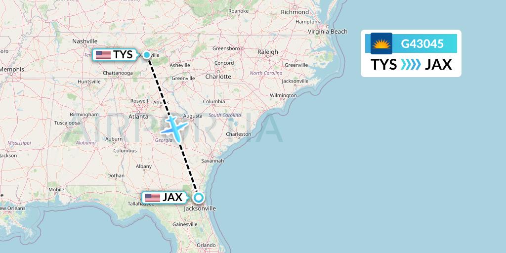 G43045 Allegiant Air Flight Map: Knoxville to Jacksonville