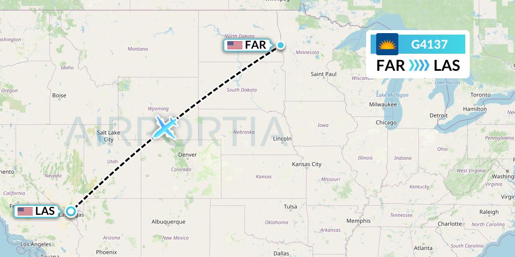 G4137 Allegiant Air Flight Map: Fargo to Las Vegas