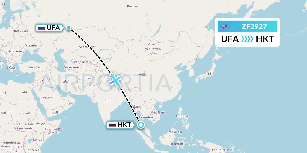 ZF2927 Azur Air Flight Map: Ufa to Phuket