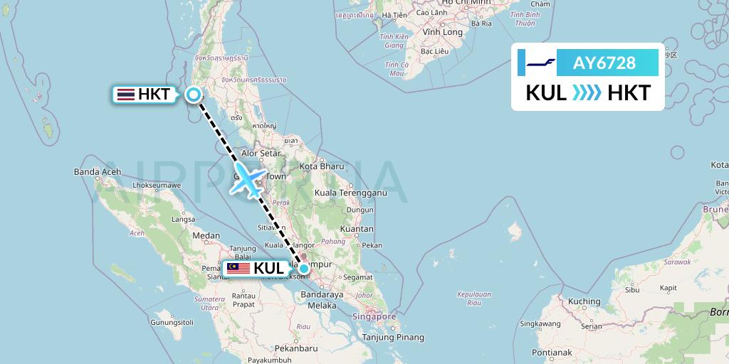 AY6728 Finnair Flight Map: Kuala Lumpur to Phuket