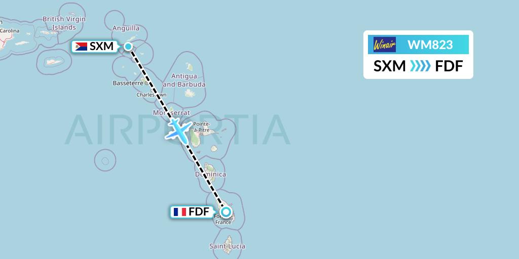 WM823 Flight Status Winair: Sint Maarten to Fort-de-France (WIA823)