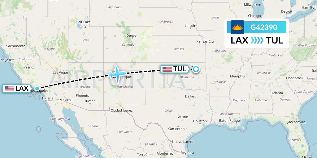 G42390 Allegiant Air Flight Map: Los Angeles to Tulsa