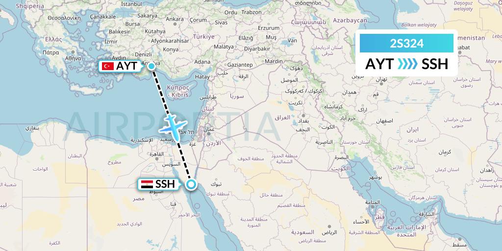 2S324 Star Equatorial AL Flight Map: Antalya to Sharm el-Sheikh
