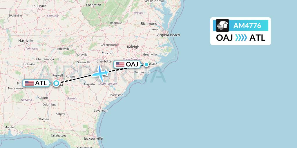 AM4776 Aeromexico Flight Map: Jacksonville to Atlanta