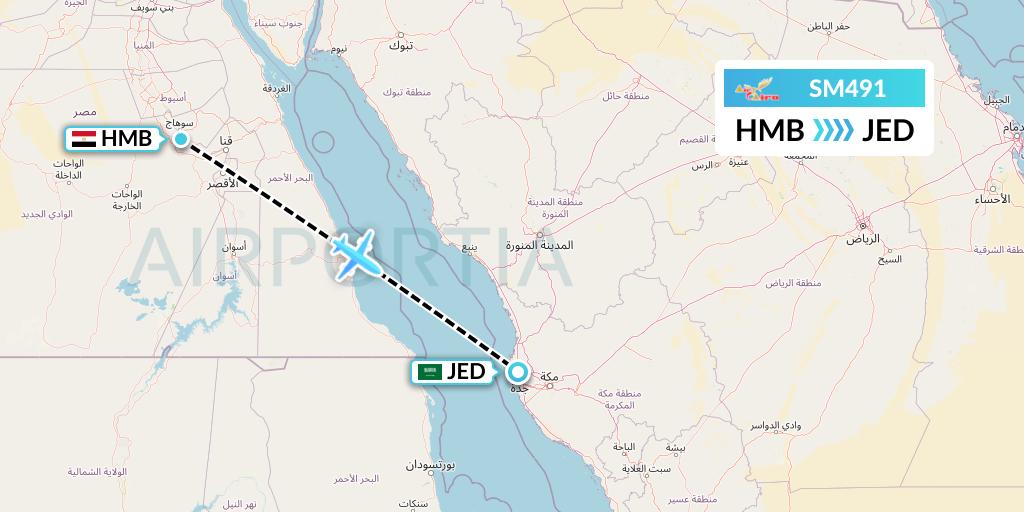 SM491 Air Cairo Flight Map: Sohag to Jeddah