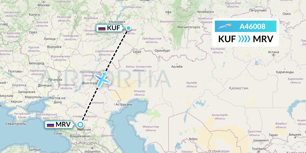 A46008 Azimuth Airlines Flight Map: Samara to Mineralnye Vody