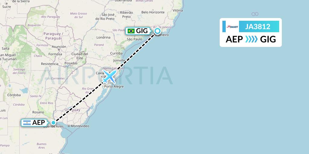 JA3812 JetSMART Flight Map: Buenos Aires to Rio de Janeiro