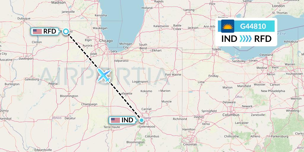 G44810 Allegiant Air Flight Map: Indianapolis to Chicago