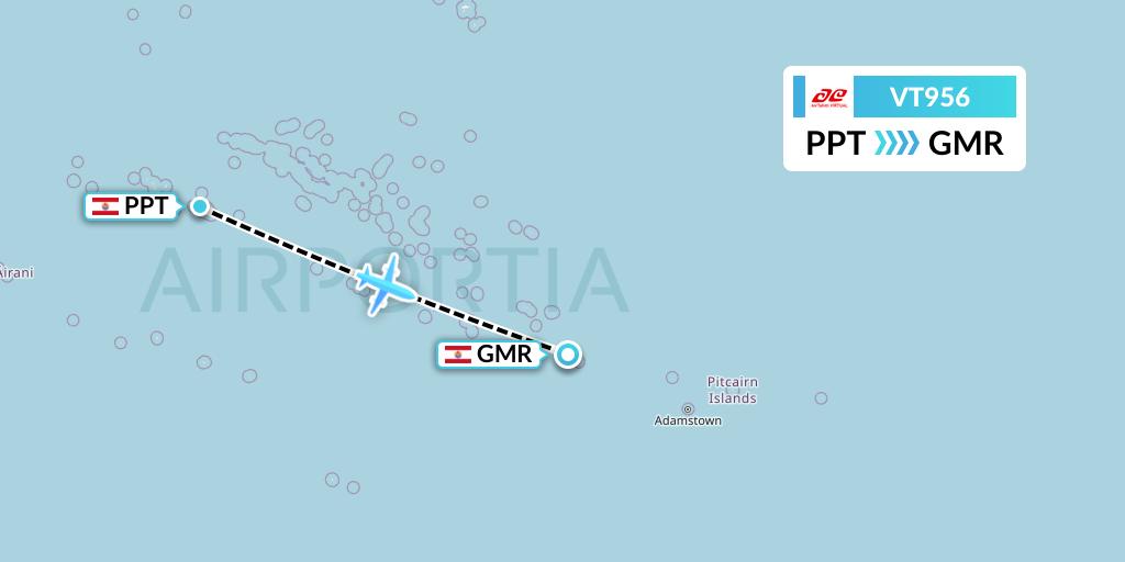 VT956 Air Tahiti Flight Map: Papeete to Totegegie