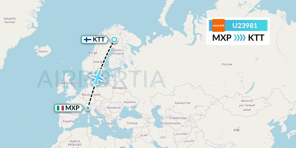 U23981 EasyJet Flight Map: Milan to Kittila