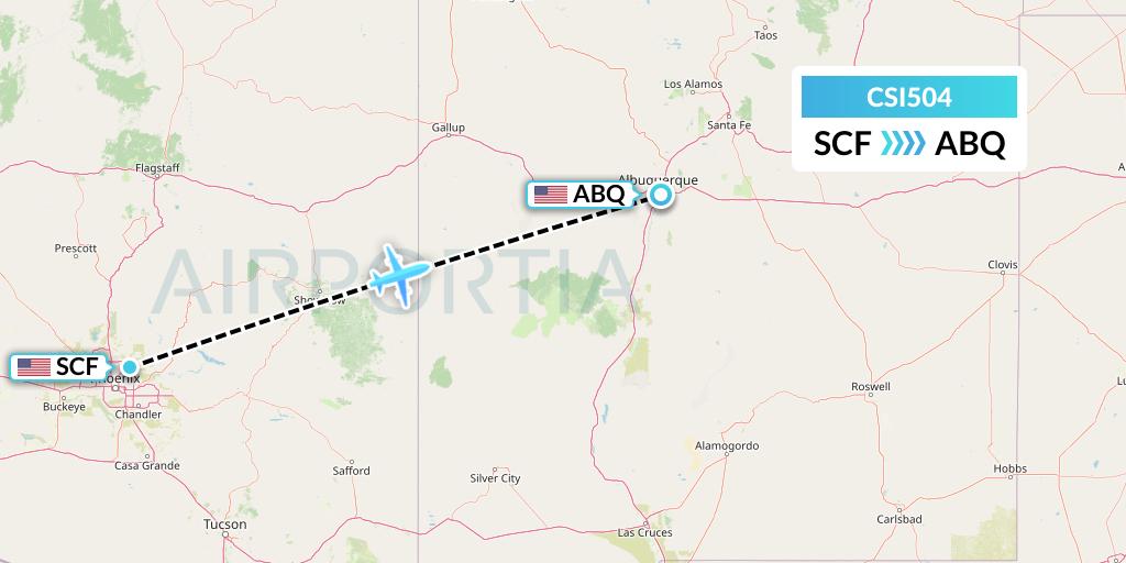 CSI504 Csi Aviation Flight Map: Scottsdale to Albuquerque