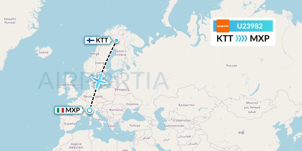 U23982 EasyJet Flight Map: Kittila to Milan